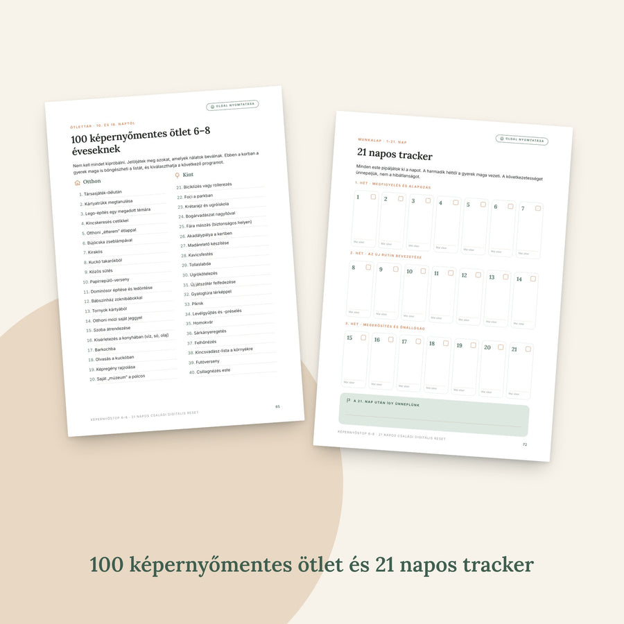 100 képernyőmentes ötlet és a 21 napos tracker